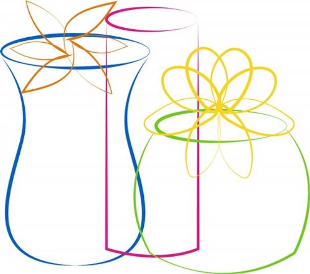 Picture of Flower Vases Outline SVG File