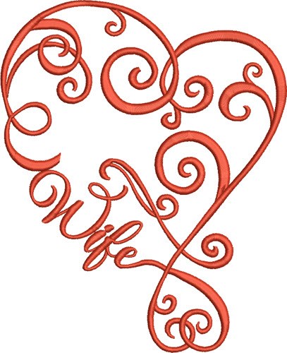 Wife Heart Machine Embroidery Design