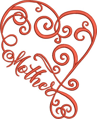 Mother Heart Machine Embroidery Design