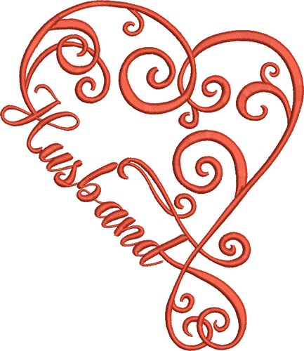 Husband Heart Machine Embroidery Design