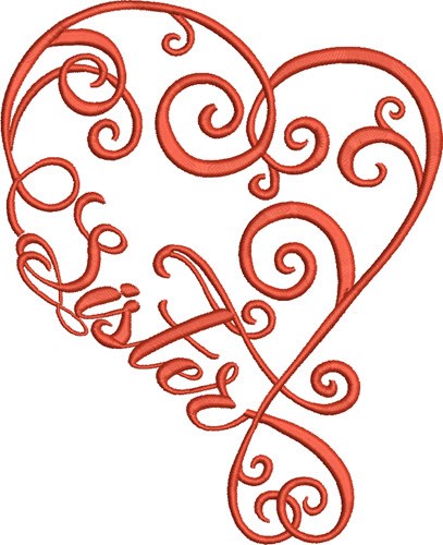 Sister Heart Machine Embroidery Design