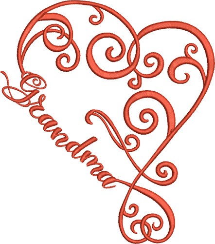 Grandma Heart Machine Embroidery Design