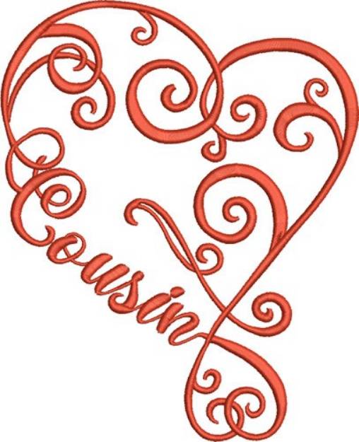 Picture of Cousin Heart Machine Embroidery Design