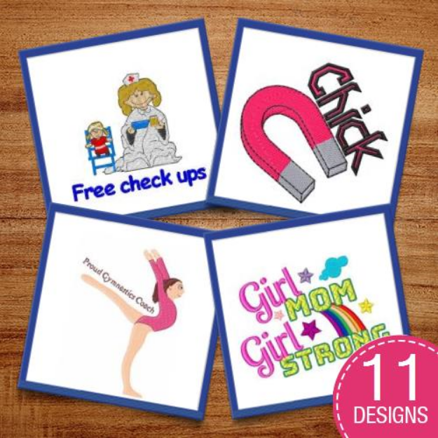 Picture of Girl Strong Embroidery Design Pack