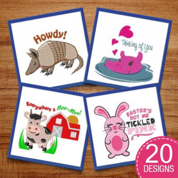 Picture of Cute Cartoon Animals Embroidery Design Pack