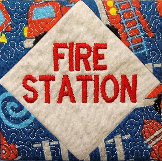 Picture of Fire Station Text Block Machine Embroidery Design