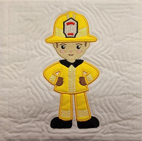 Firefighter Mylar Block Machine Embroidery Design