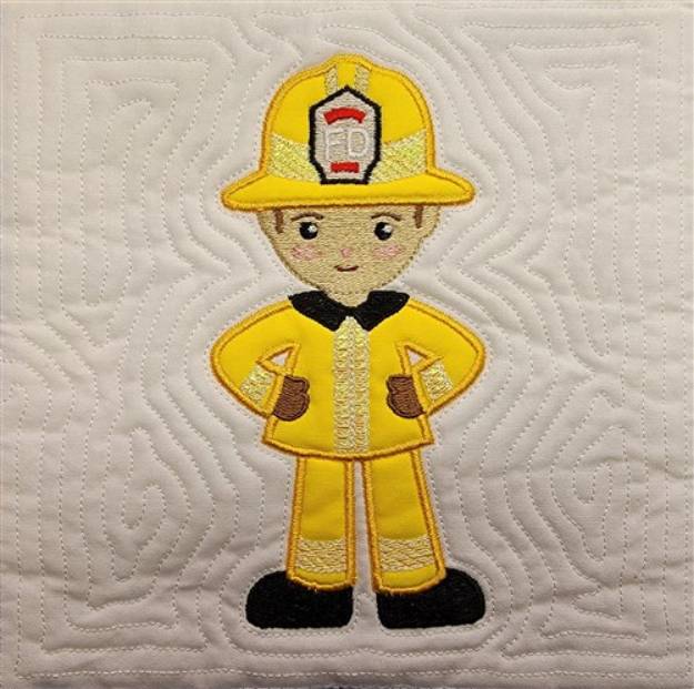 Picture of Firefighter Mylar Block Machine Embroidery Design