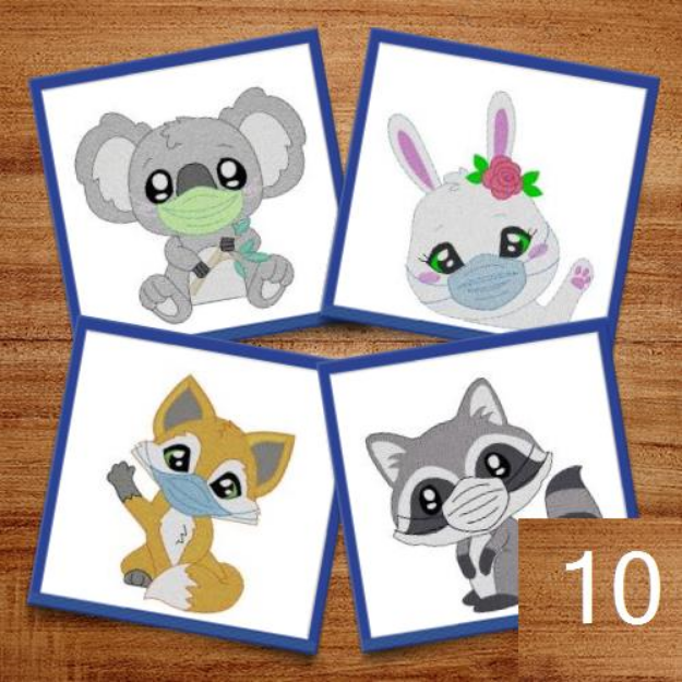 Picture of Animals In Mask Embroidery Design Pack
