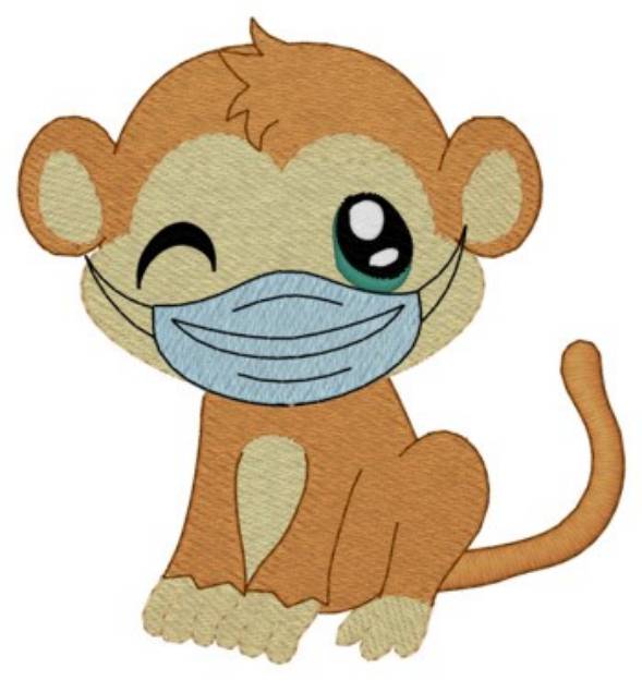 Picture of Monkey With Mask Machine Embroidery Design