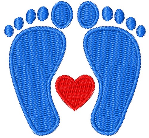 Baby Feet & Heart Machine Embroidery Design