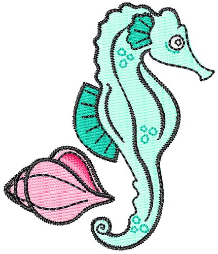 Seahorse & Seashell Machine Embroidery Design