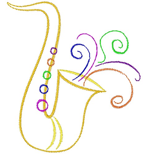 Saxophone Outline Machine Embroidery Design