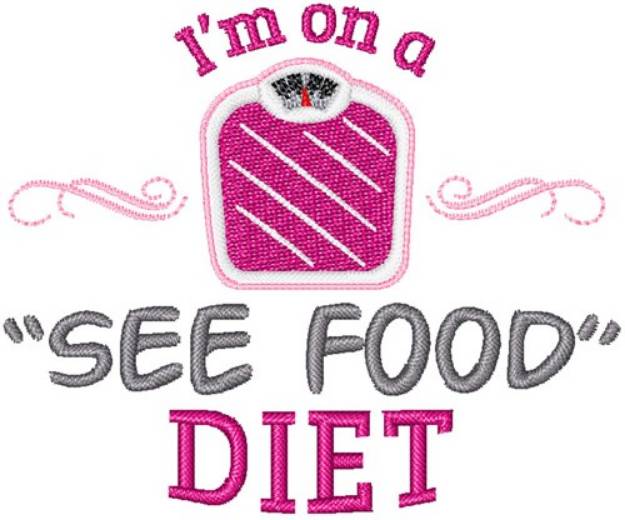 Picture of On A See Food Diet Machine Embroidery Design