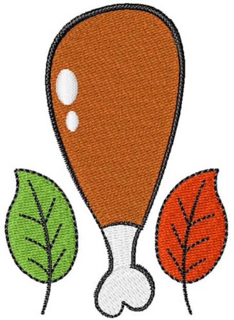 Picture of Turkey Leg & Fall Leaves Machine Embroidery Design