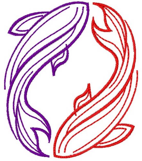 Picture of Koi Yin Yang Outline Machine Embroidery Design