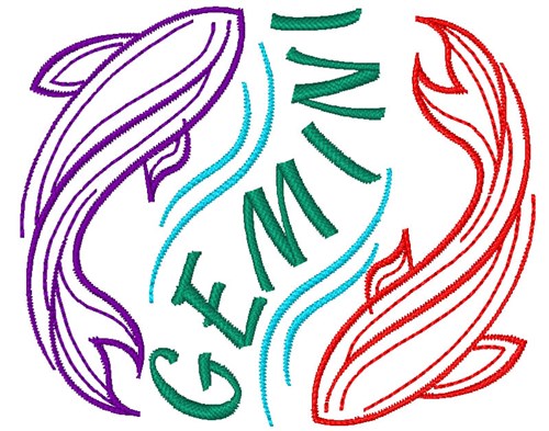 Gemini Zodiac Outline Machine Embroidery Design