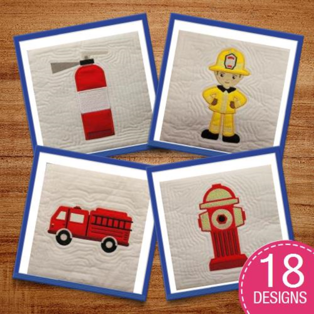 Picture of Mylar Firefighter Quilt Embroidery Design Pack