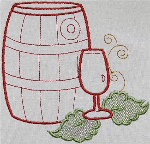 Picture of Mylar Wine Keg Machine Embroidery Design