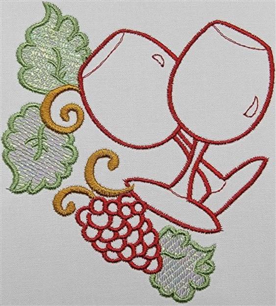 Picture of Mylar Wine Glasses Machine Embroidery Design