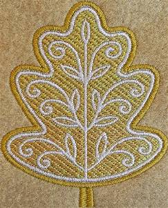 Picture of Mylar Filigree Leaf Machine Embroidery Design