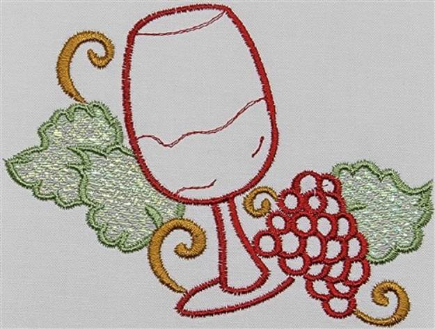 Picture of Mylar Wine & Grapes Machine Embroidery Design