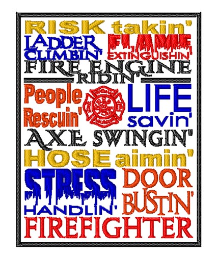 Firefighter Collage Machine Embroidery Design