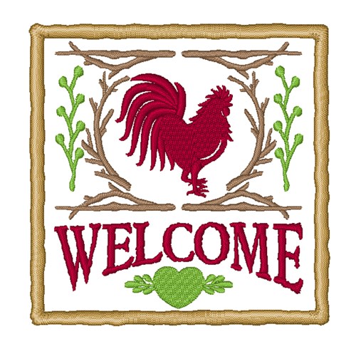 Welcome Rooster Machine Embroidery Design