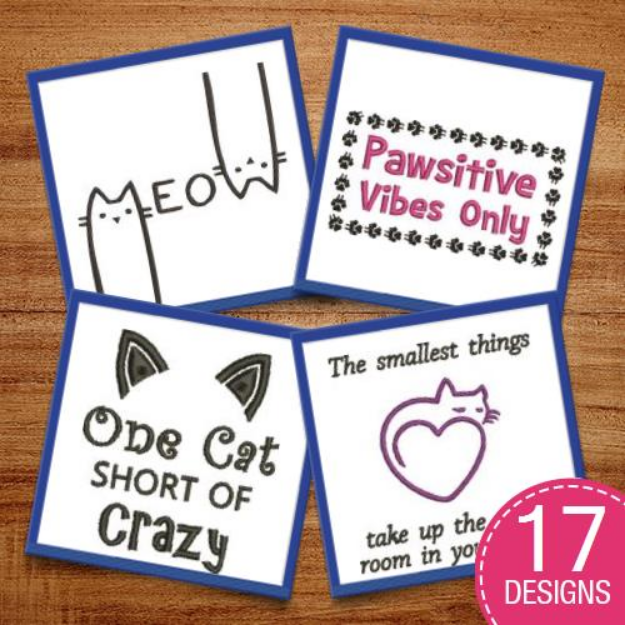 Picture of One Cat Short Of Crazy Embroidery Design Pack