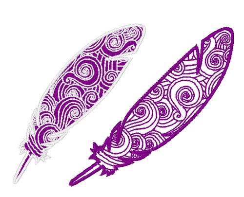 Swirly Feathers Machine Embroidery Design