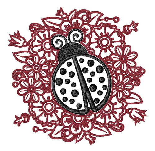 Ladybug Flowers Machine Embroidery Design