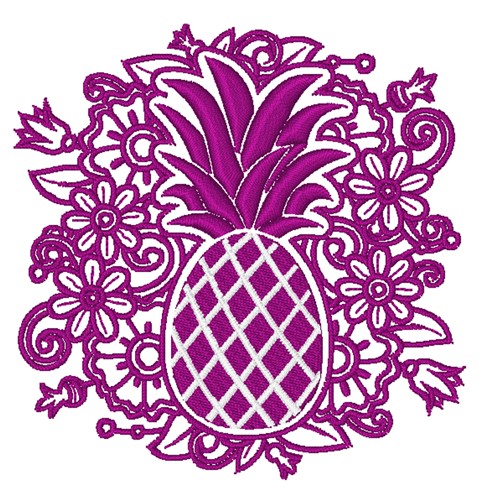 Pineapple Floral Machine Embroidery Design