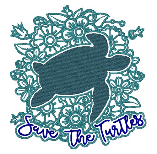 Save The Turtles Machine Embroidery Design