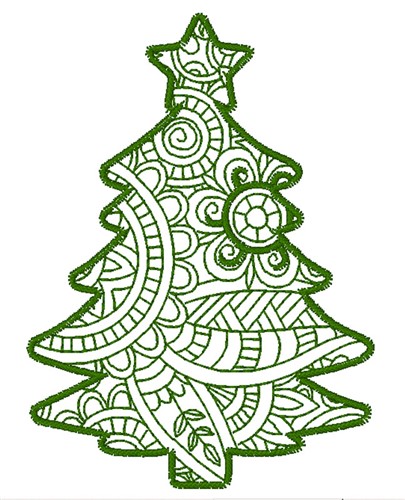 Mandala Christmas Tree Machine Embroidery Design