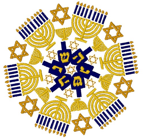 Hanukkah Mandala Machine Embroidery Design