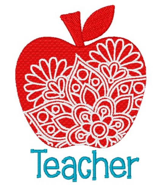 Picture of Teacher Apple Machine Embroidery Design