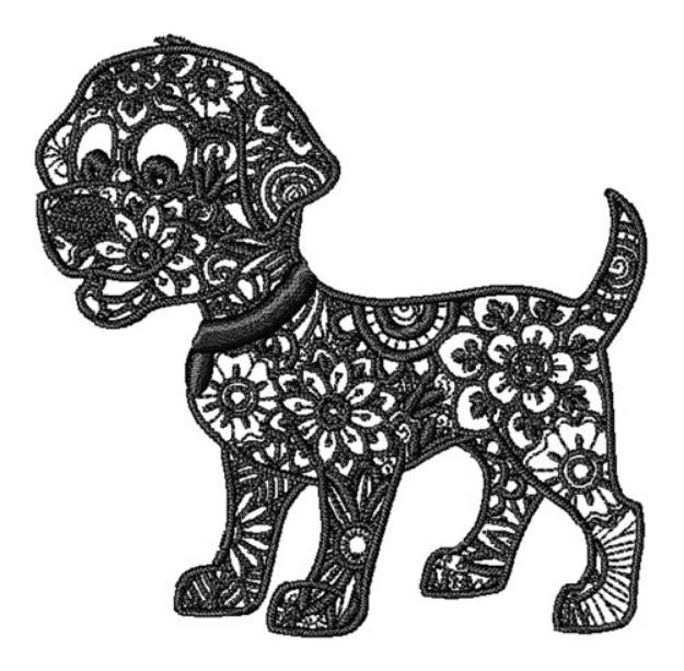 Picture of Floral Dog Machine Embroidery Design