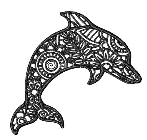 Floral Dolphin Machine Embroidery Design