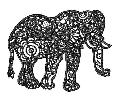 Floral Elephant Machine Embroidery Design