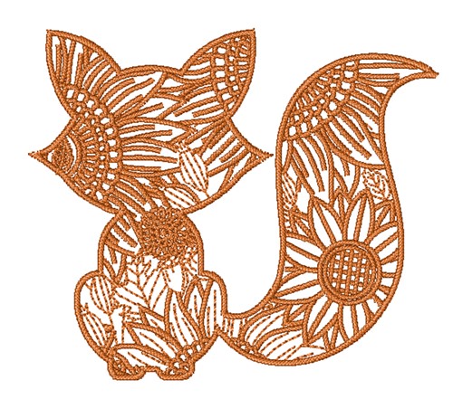 Flower Fox Machine Embroidery Design