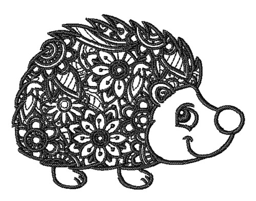 Floral Hedgehog Machine Embroidery Design