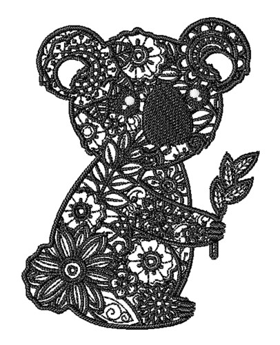 Floral Koala Machine Embroidery Design
