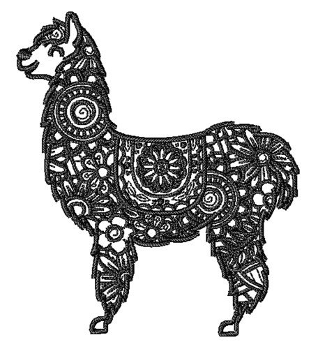 Floral Llama Machine Embroidery Design