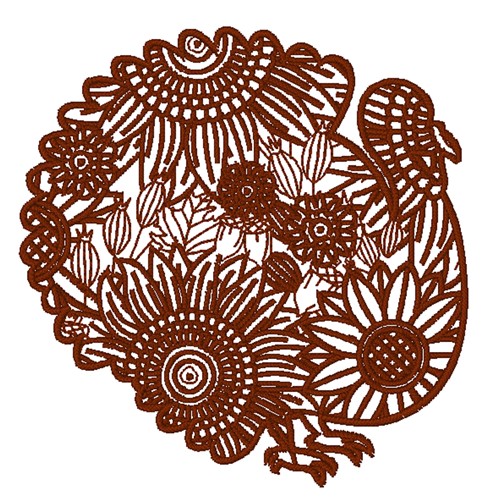 Floral Turkey Machine Embroidery Design