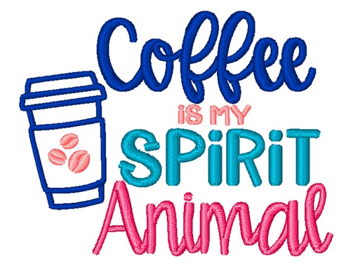 Coffee Spirit Animal Machine Embroidery Design