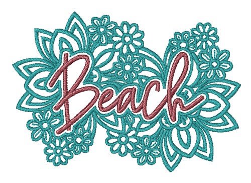 Beach Flowers Machine Embroidery Design