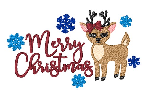Merry Christmas Deer Machine Embroidery Design