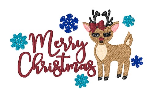 Merry Christmas Reindeer Machine Embroidery Design