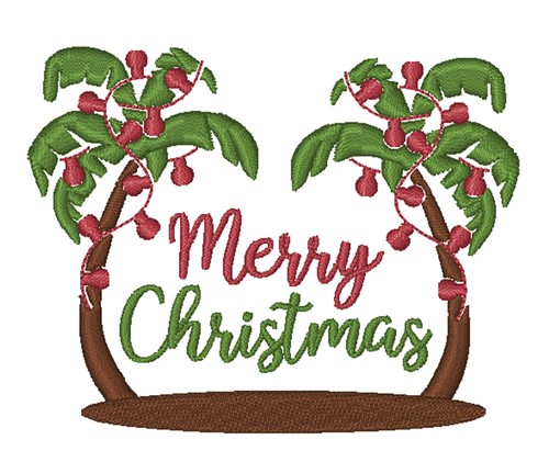 Merry Christmas Palm Trees Machine Embroidery Design