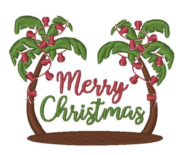 Picture of Merry Christmas Palm Trees Machine Embroidery Design